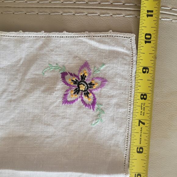 Vintage MCM Hand Embroidery Cocktail or Dinner Napkins 4 Different Designs 10 in - Picture 9 of 9